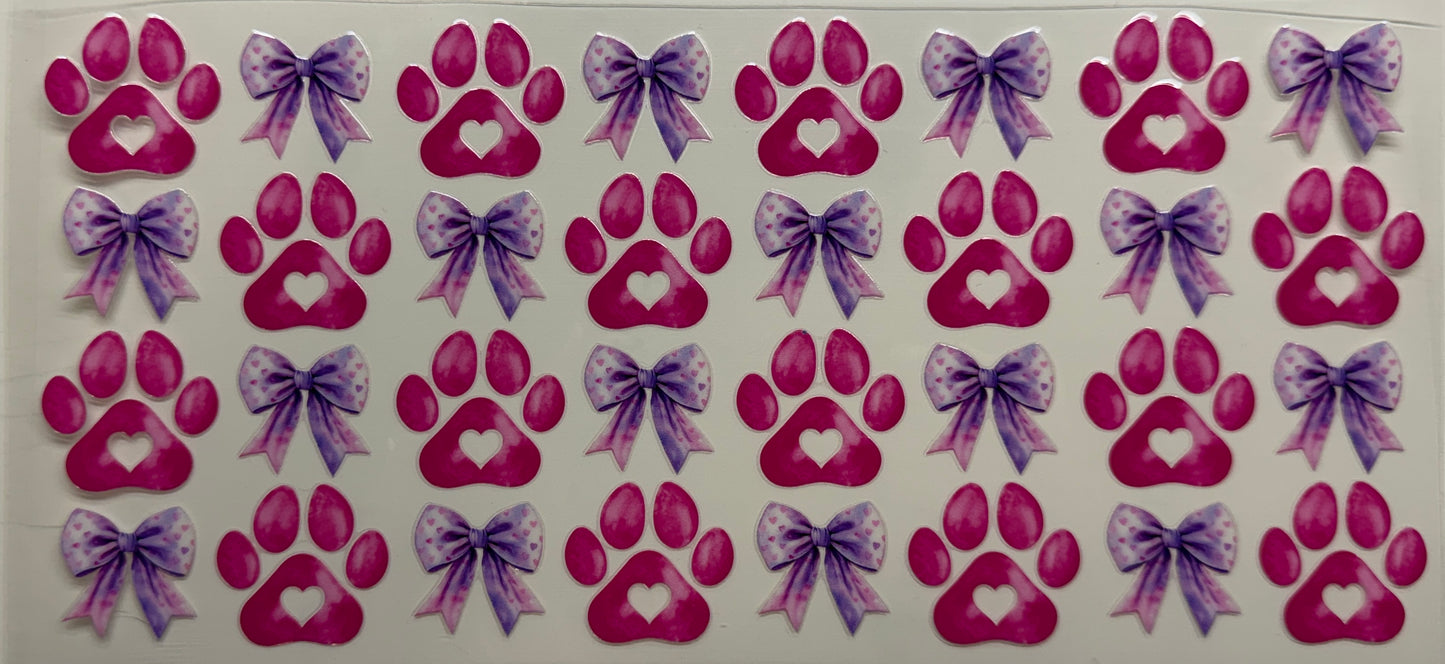 Paws and bows uvdtf decal