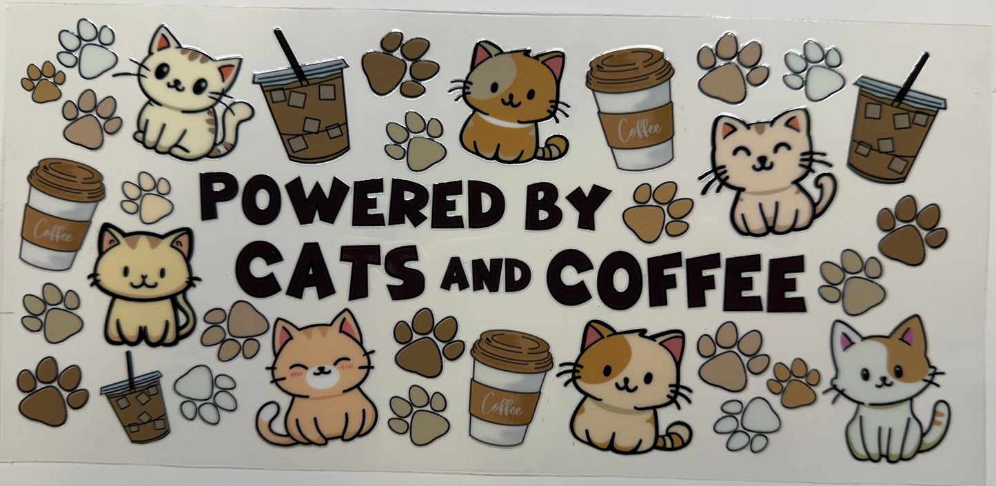 Cats and coffee uv dtf decal