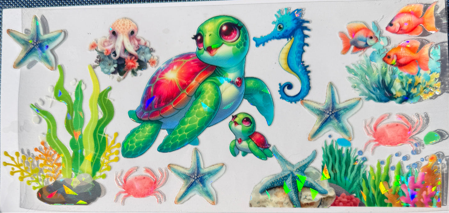 Sea life uv dtf decal