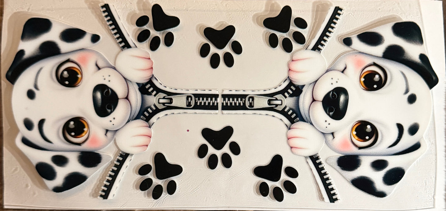Peeking Dalmatians uv dtf decal