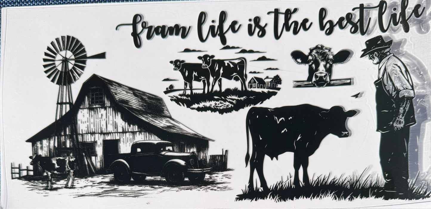 Farm life uv dtf decal