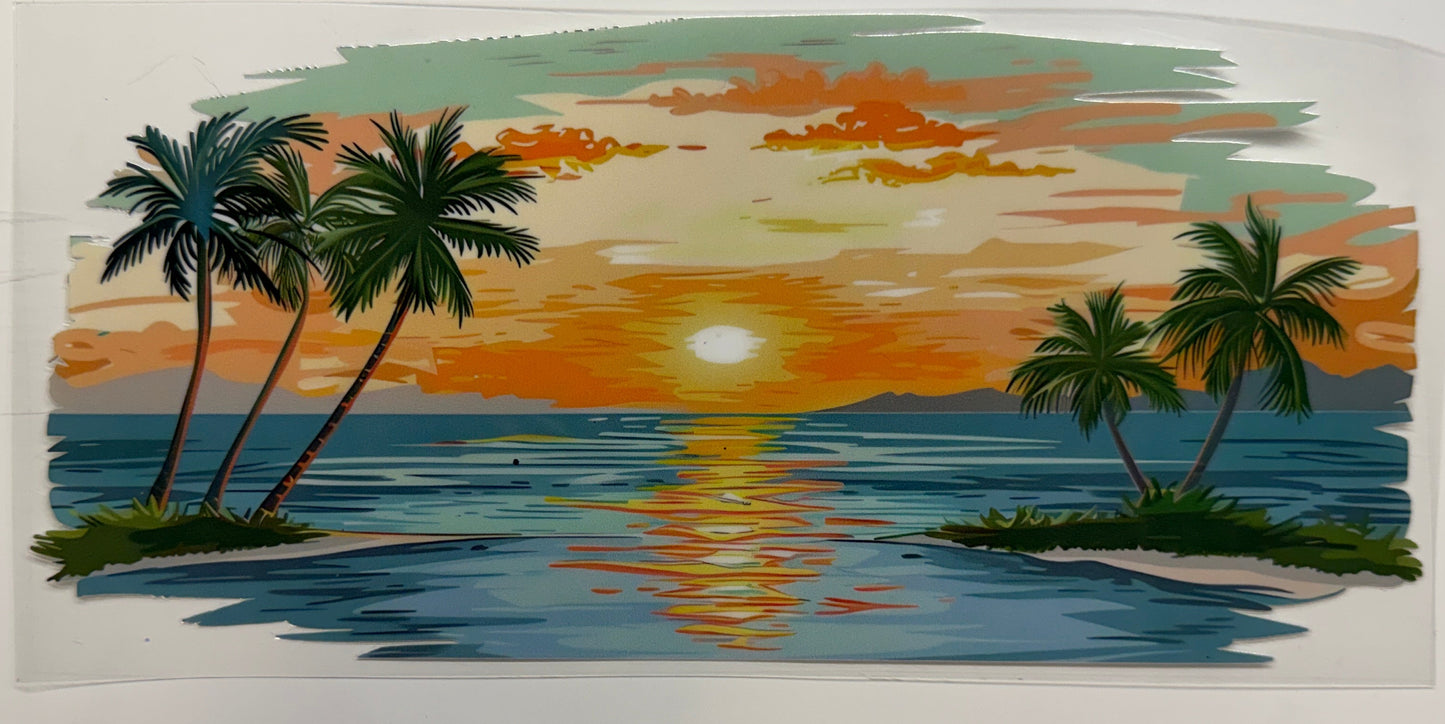 Tropical sunset uv dtf decal