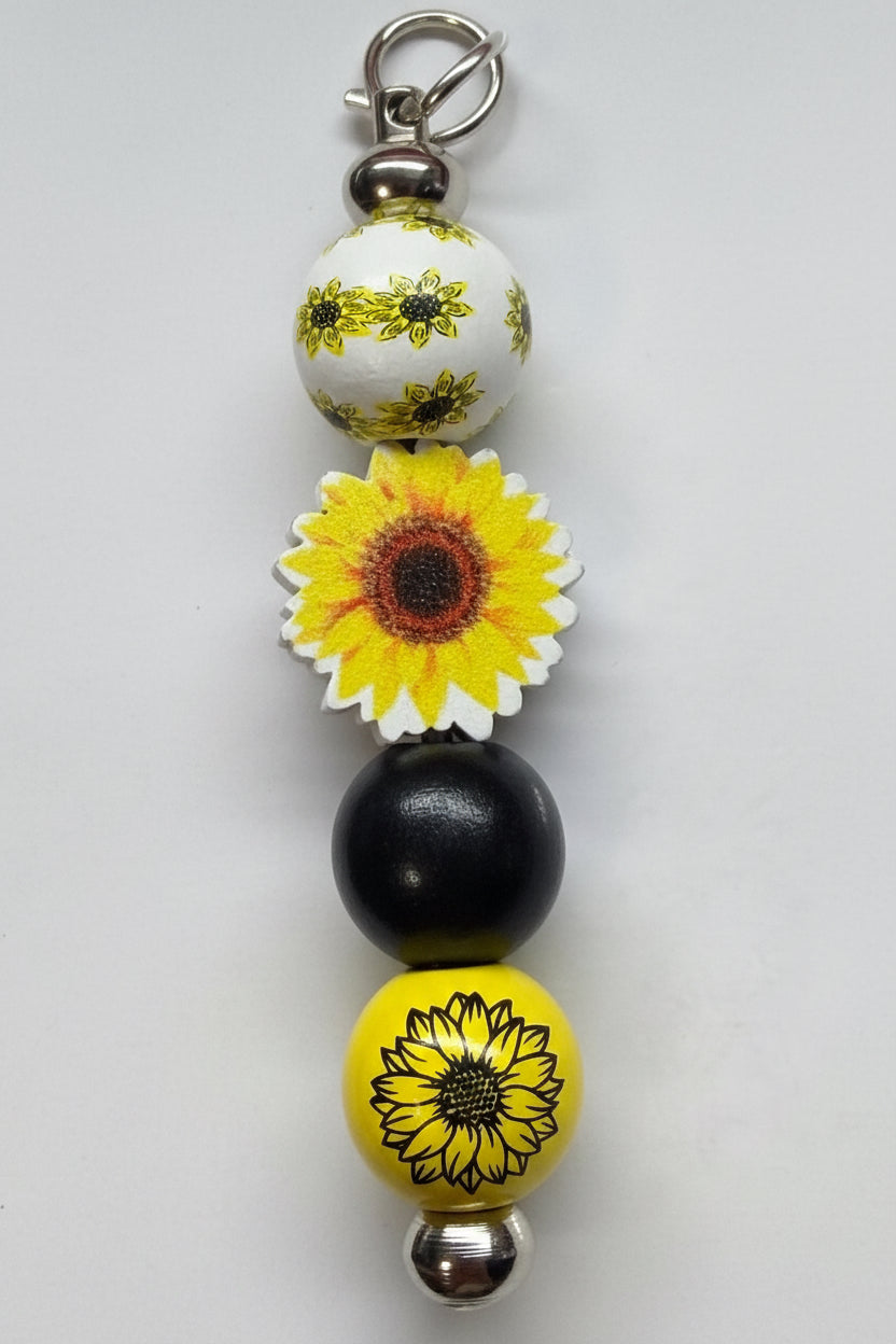 Sunflower beaded keychain/ cup charm