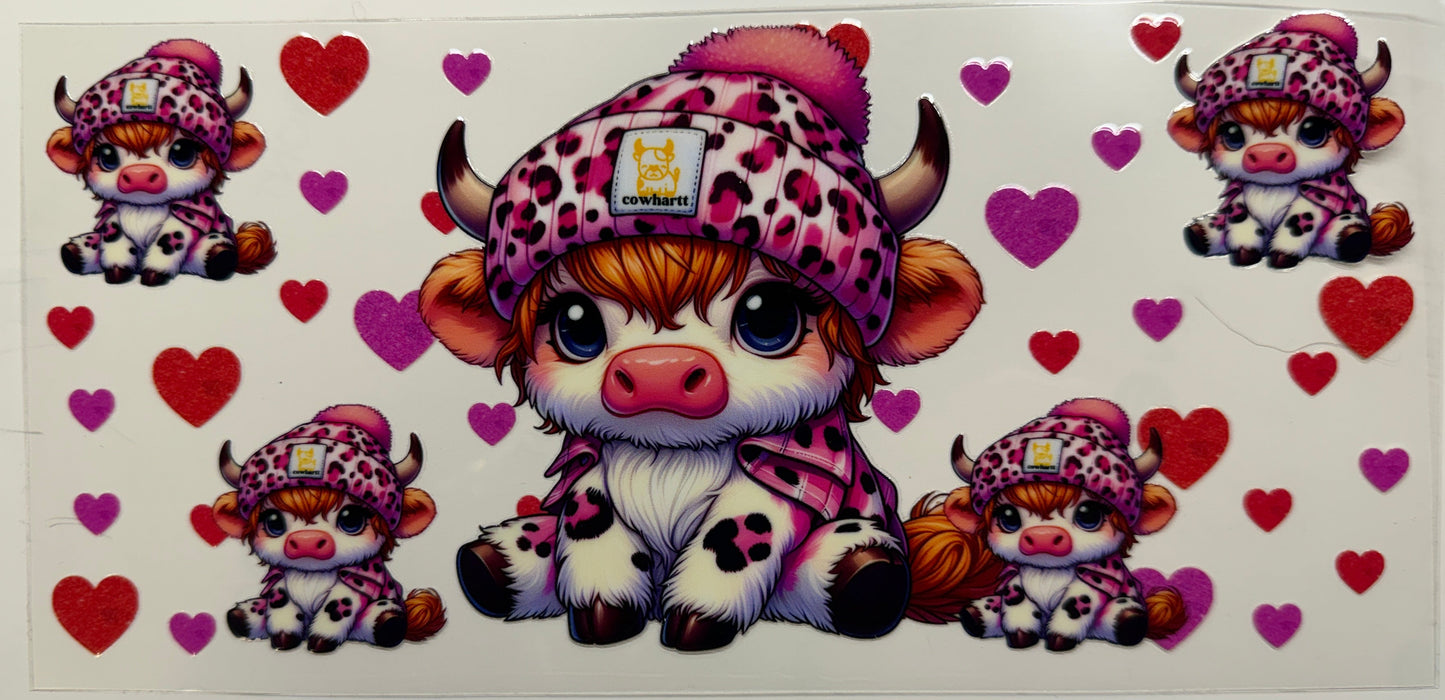 Cowhart cow uv dtf decal