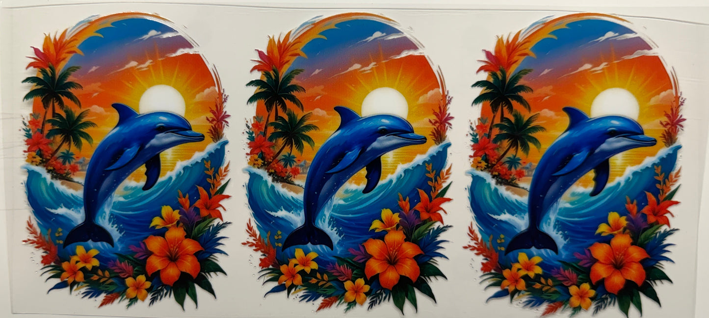 3 dolphins uvdtf decal