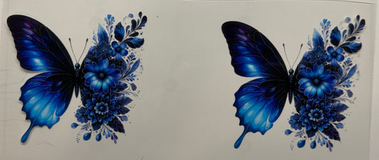 Blue butterfly floral uvdtf decal