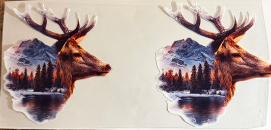 Deer mountain profile uv dtf decal