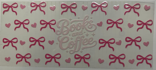 Books and coffee uv dtf decal