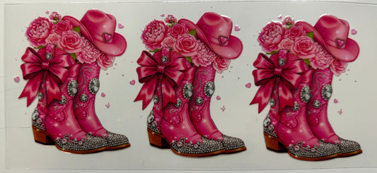 Pink boots uv dtf decal