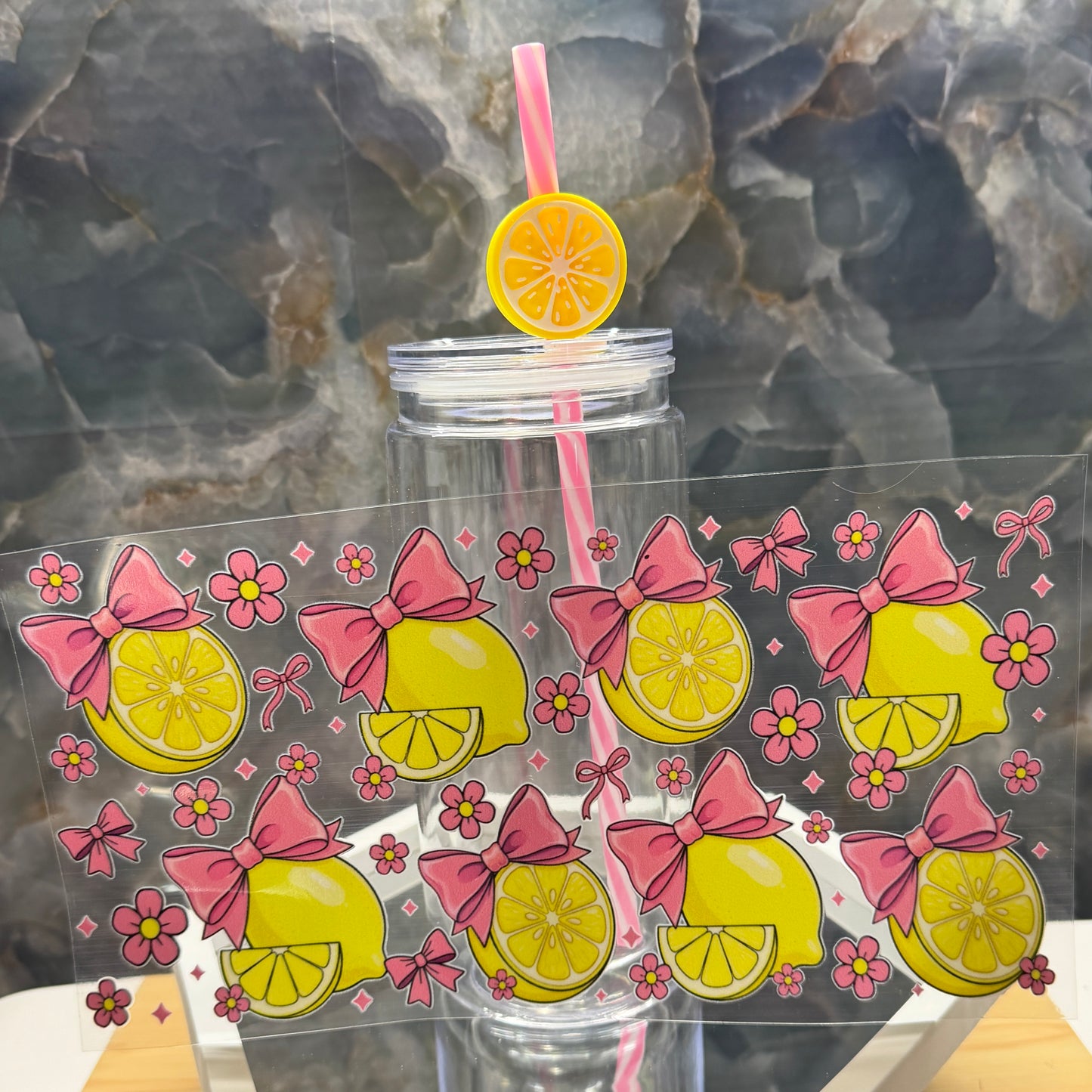Lemons and bows uv dtf decal