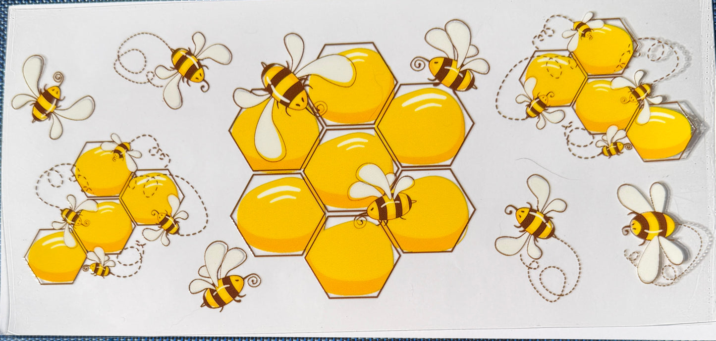 Bees and honeycomb  uv dtf decal