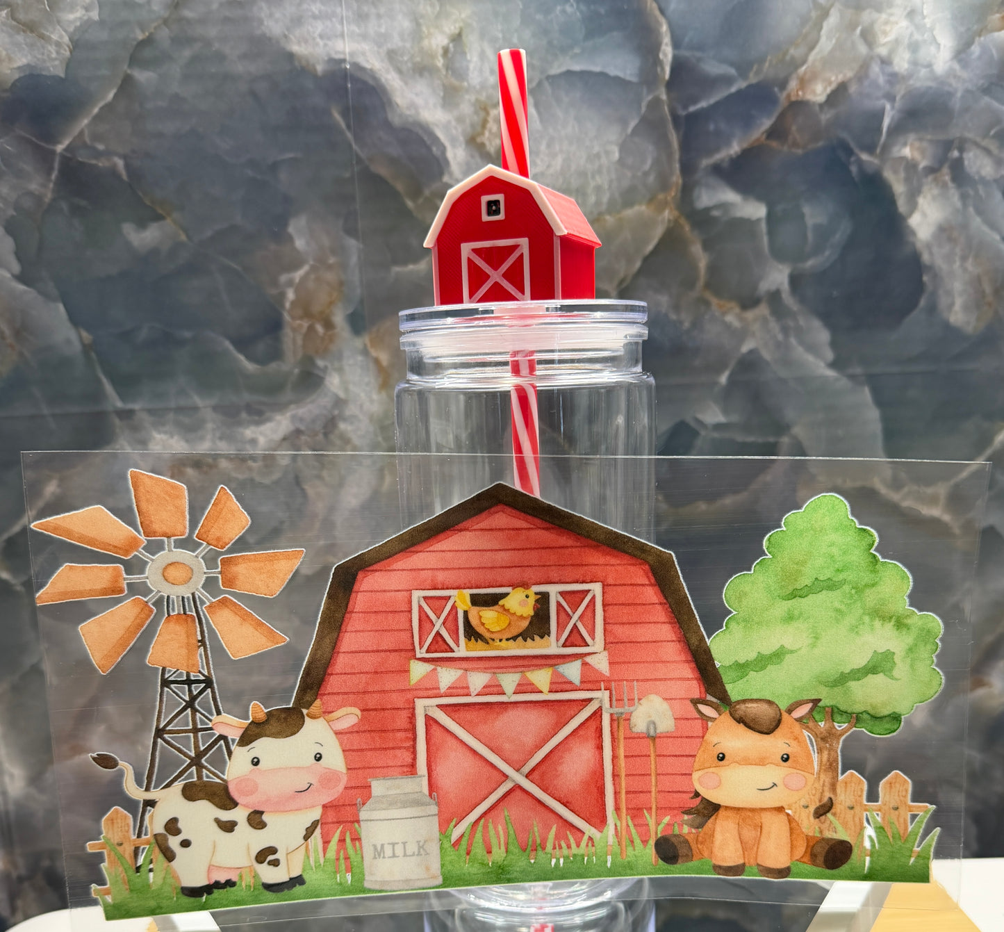 Barn scene uv dtf decal