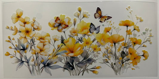 Yellow floral uv dtf decal