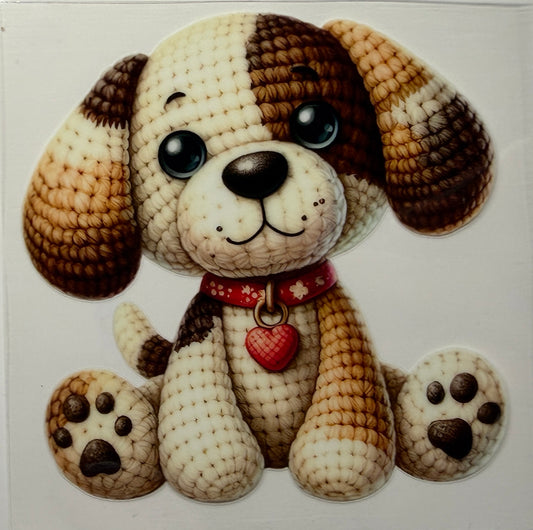 Crochet dog uvdtf decal