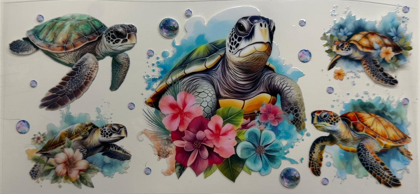 Floral turtle uvdtf decal