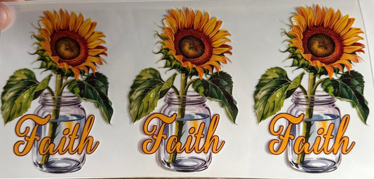 Faith sunflowers uv dtf decal