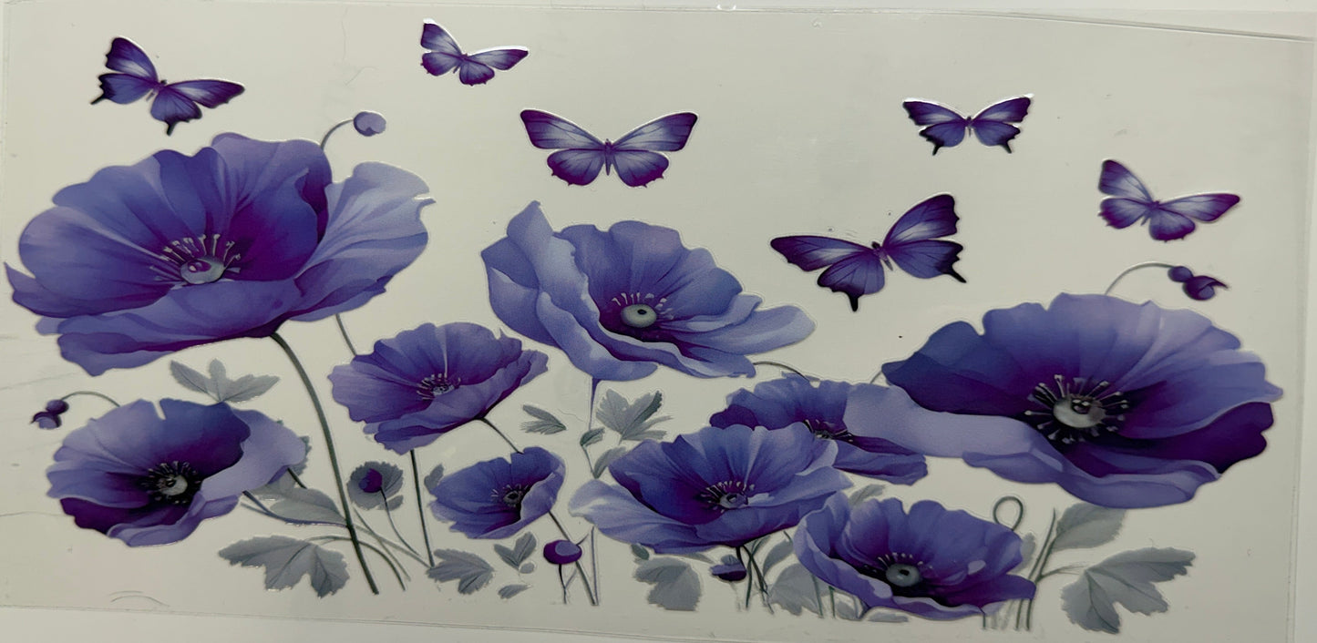 Purple floral uv dtf decal