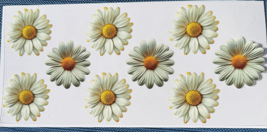 White daisies uv dtf decal