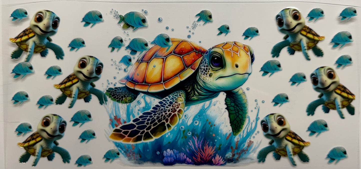 Turtle and babies uvdtf decal