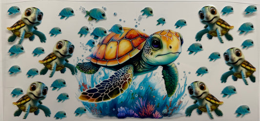 Turtle and babies uvdtf decal