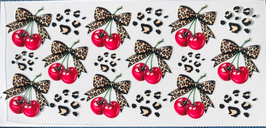 Cherries cheetah  uv dtf decal
