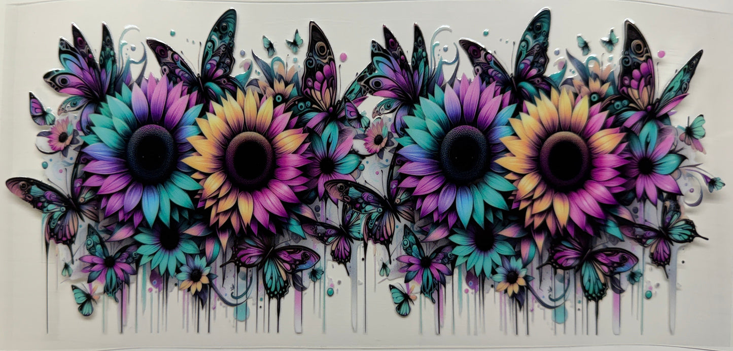 Dripping flowers uv dtf decal