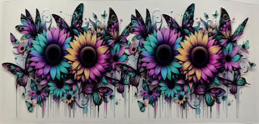 Dripping flowers uv dtf decal