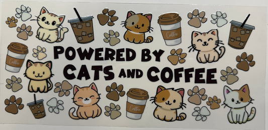 Cats and coffee uv dtf decal