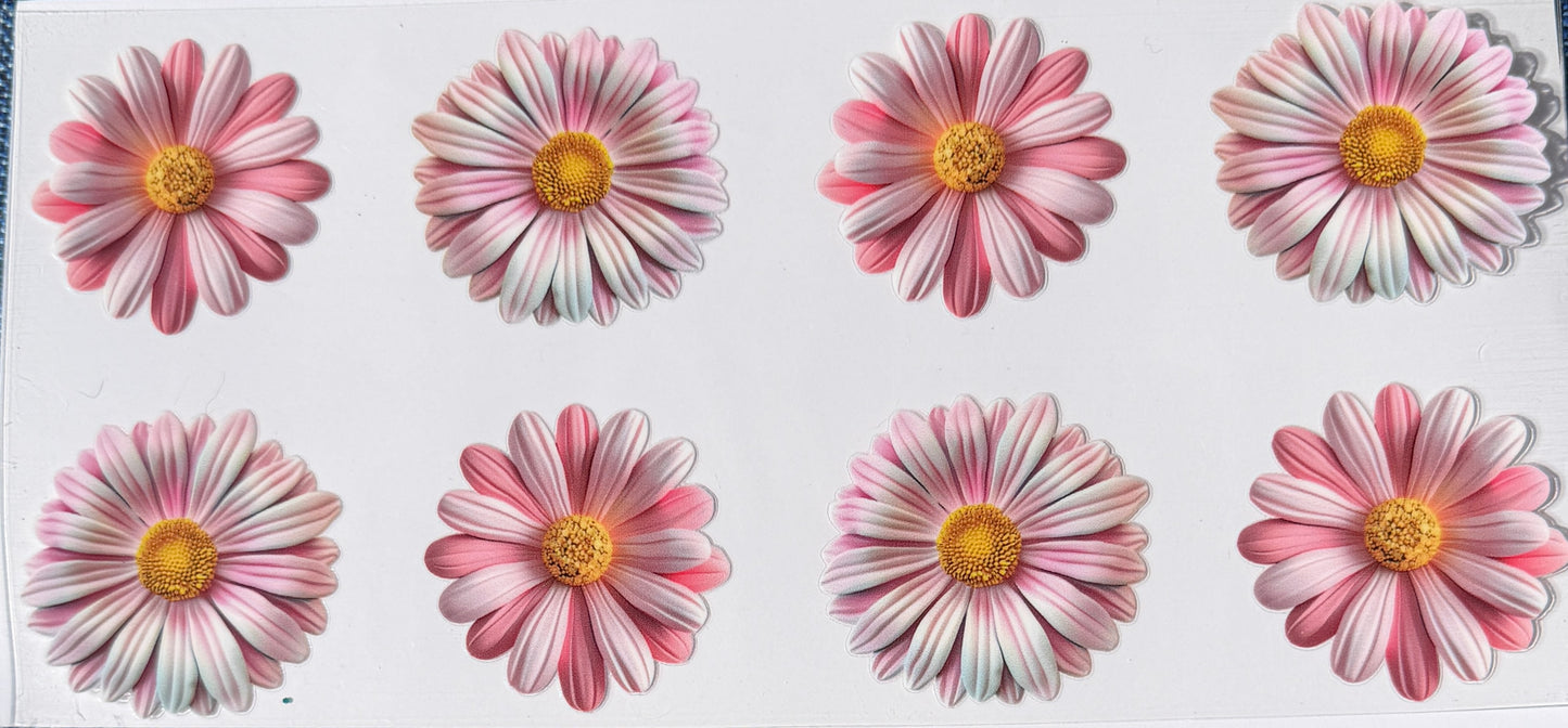 Light pink daisies uv dtf decal