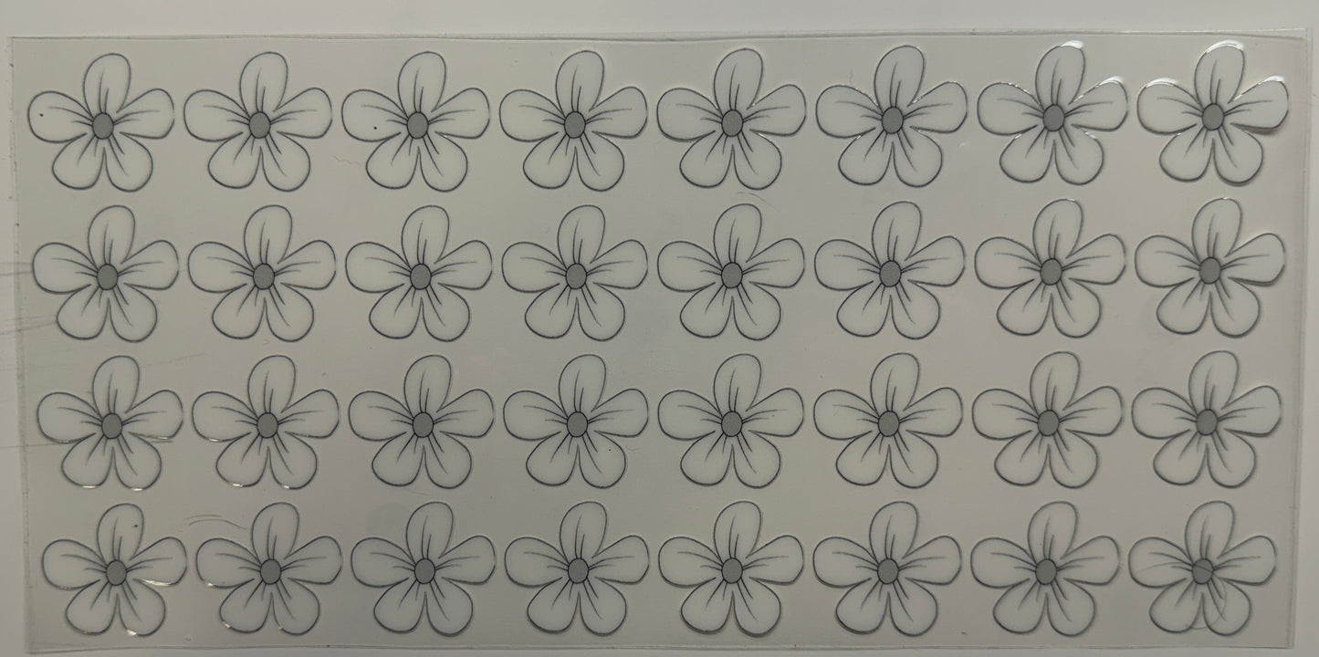 Simple white flowers uv dtf decal