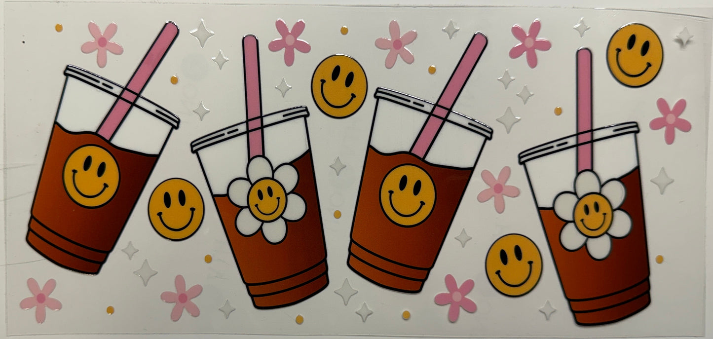 Happy coffee uv dtf decal