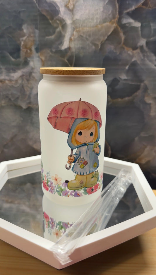 “Precious” 16 oz glass tumbler
