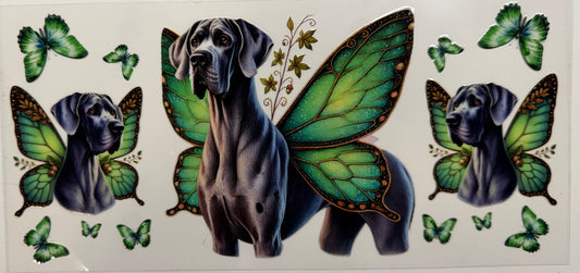 Dog butterflies uv dtf decal