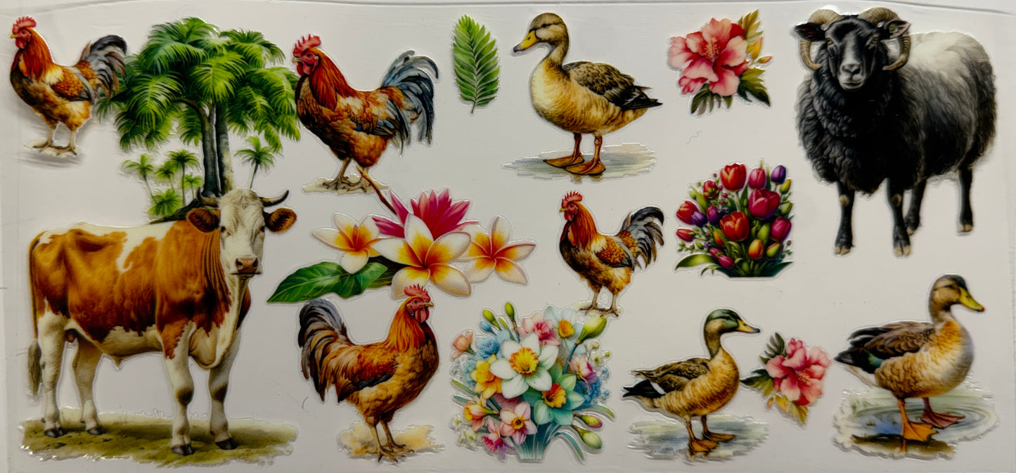 Farm animals uvdtf decal