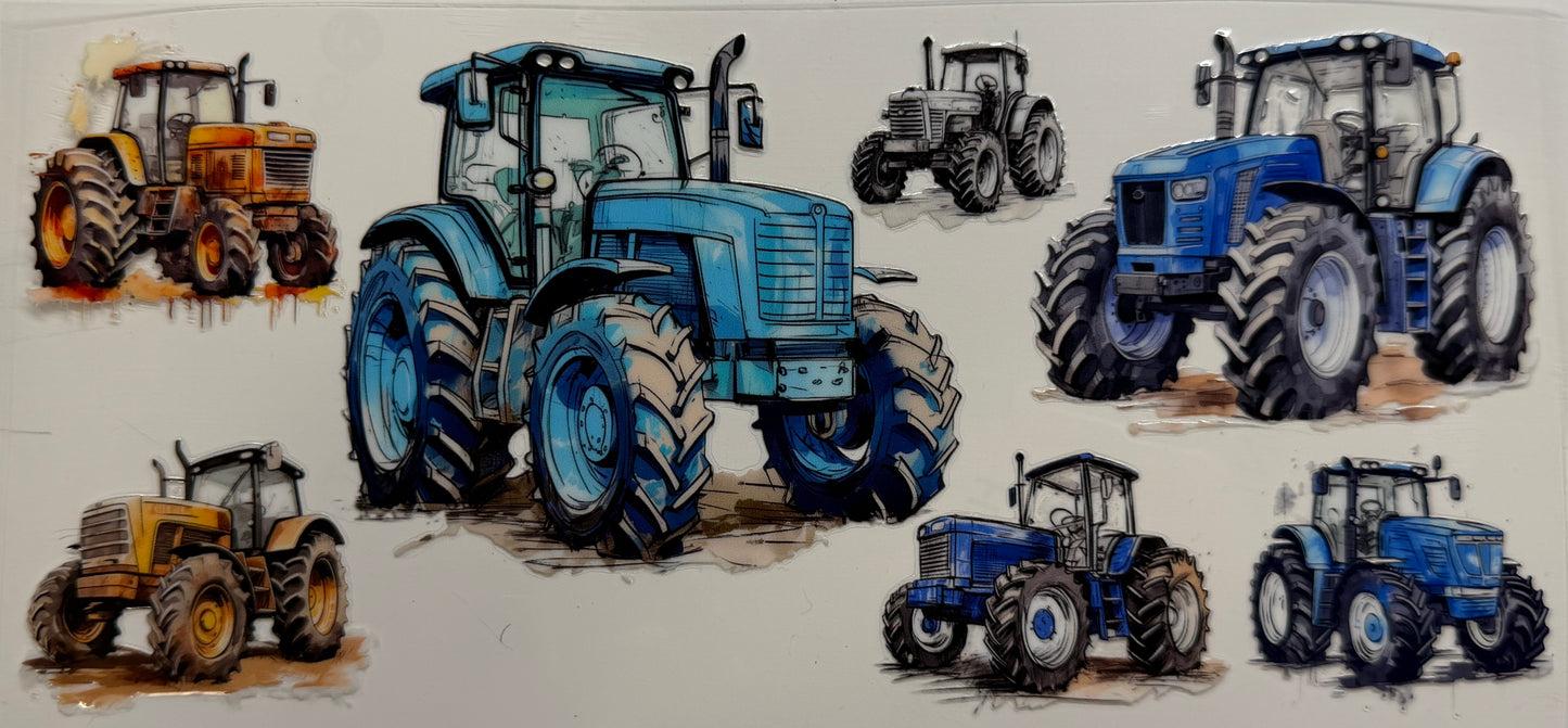Blue tractors uvdtf decal