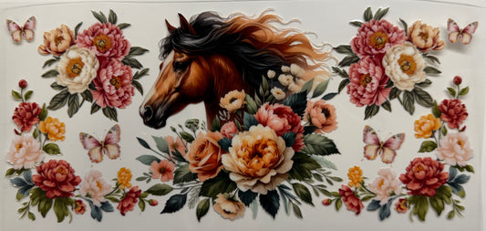 Floral horse uvdtf decal