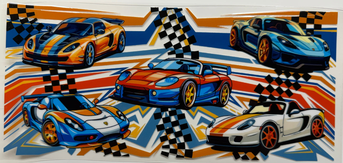 Race cars uv dtf decal