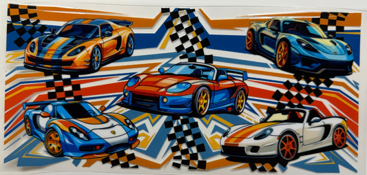 Race cars uv dtf decal
