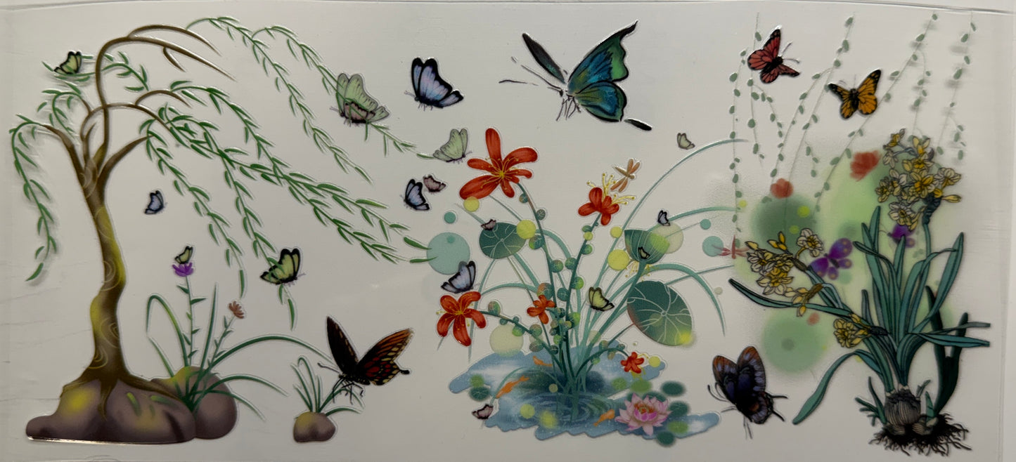 Plants flowers butterflies uvdtf decal