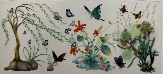 Plants flowers butterflies uvdtf decal