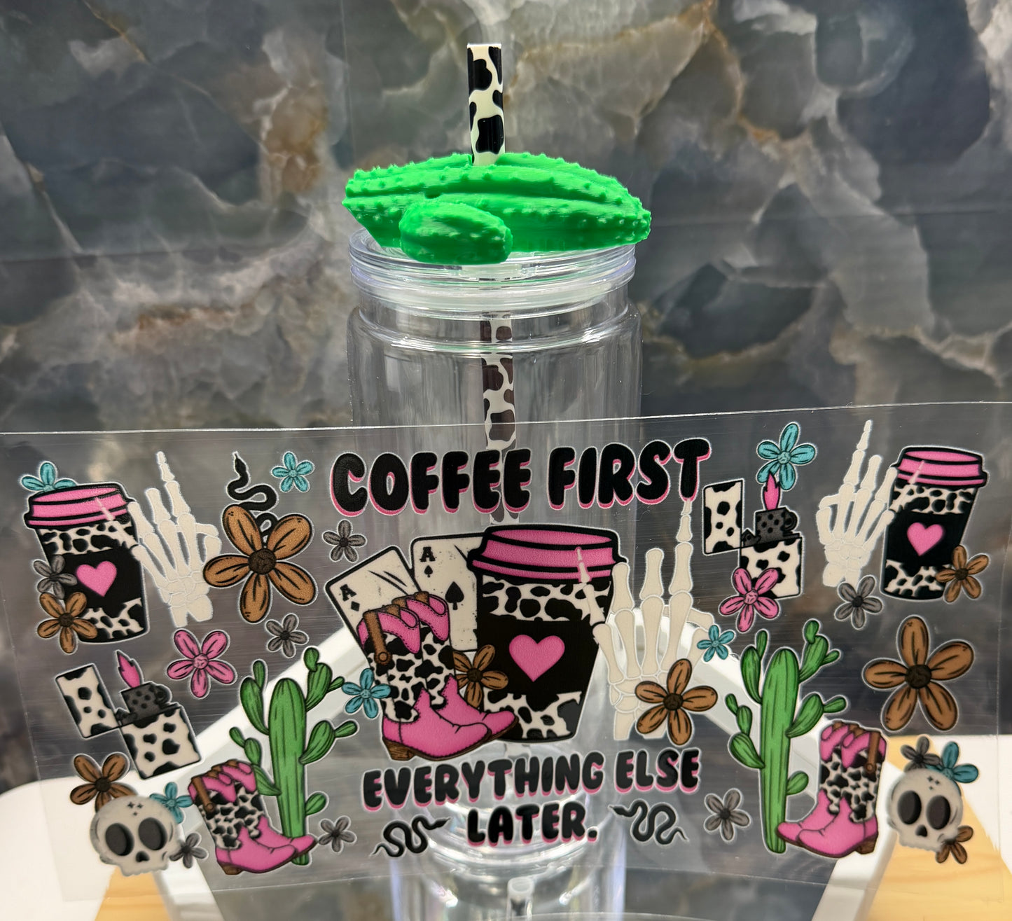 Coffee first uv dtf decal