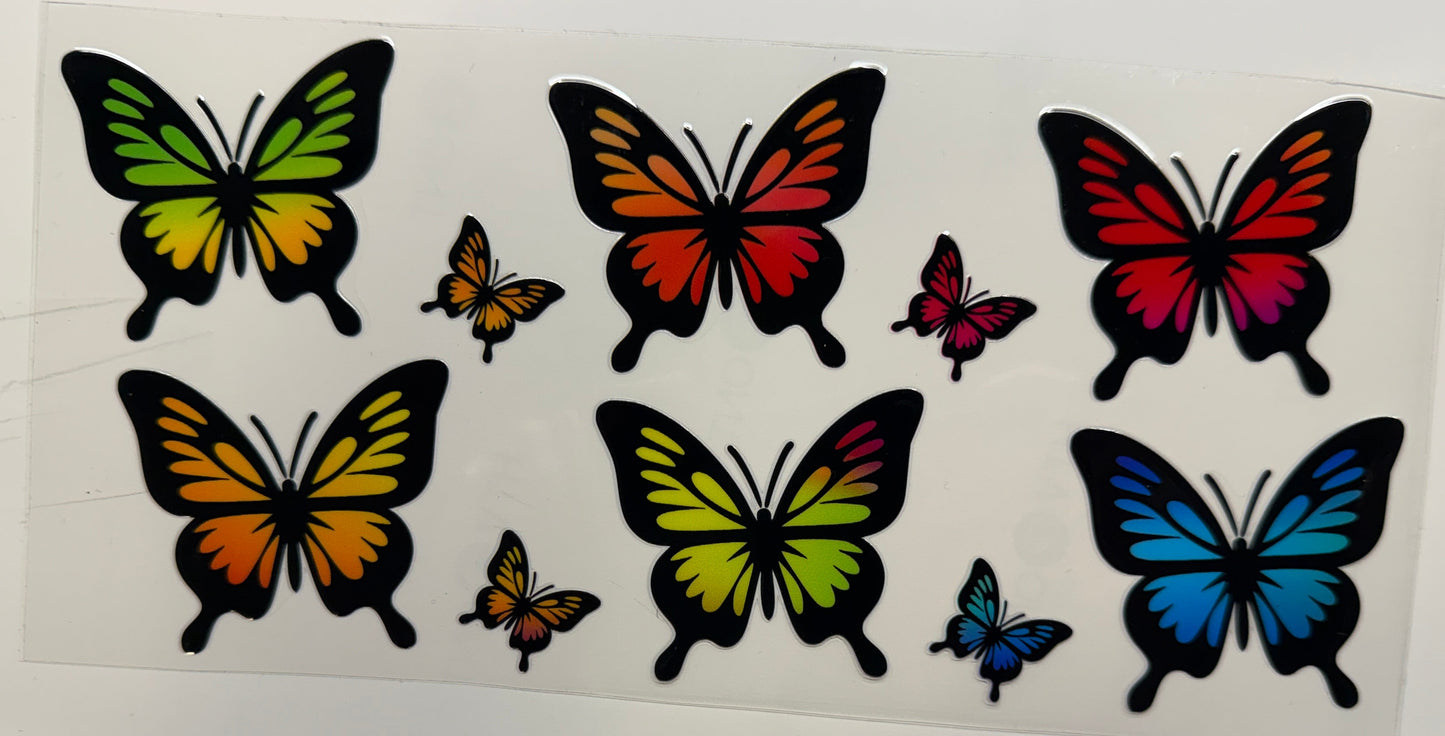 Bright butterflies uv dtf decal