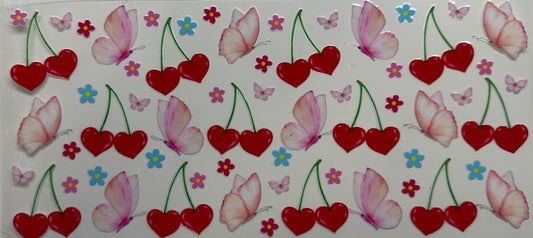 Butterfly cherry uvdtf decal