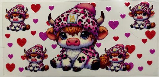 Cowhart cow uv dtf decal