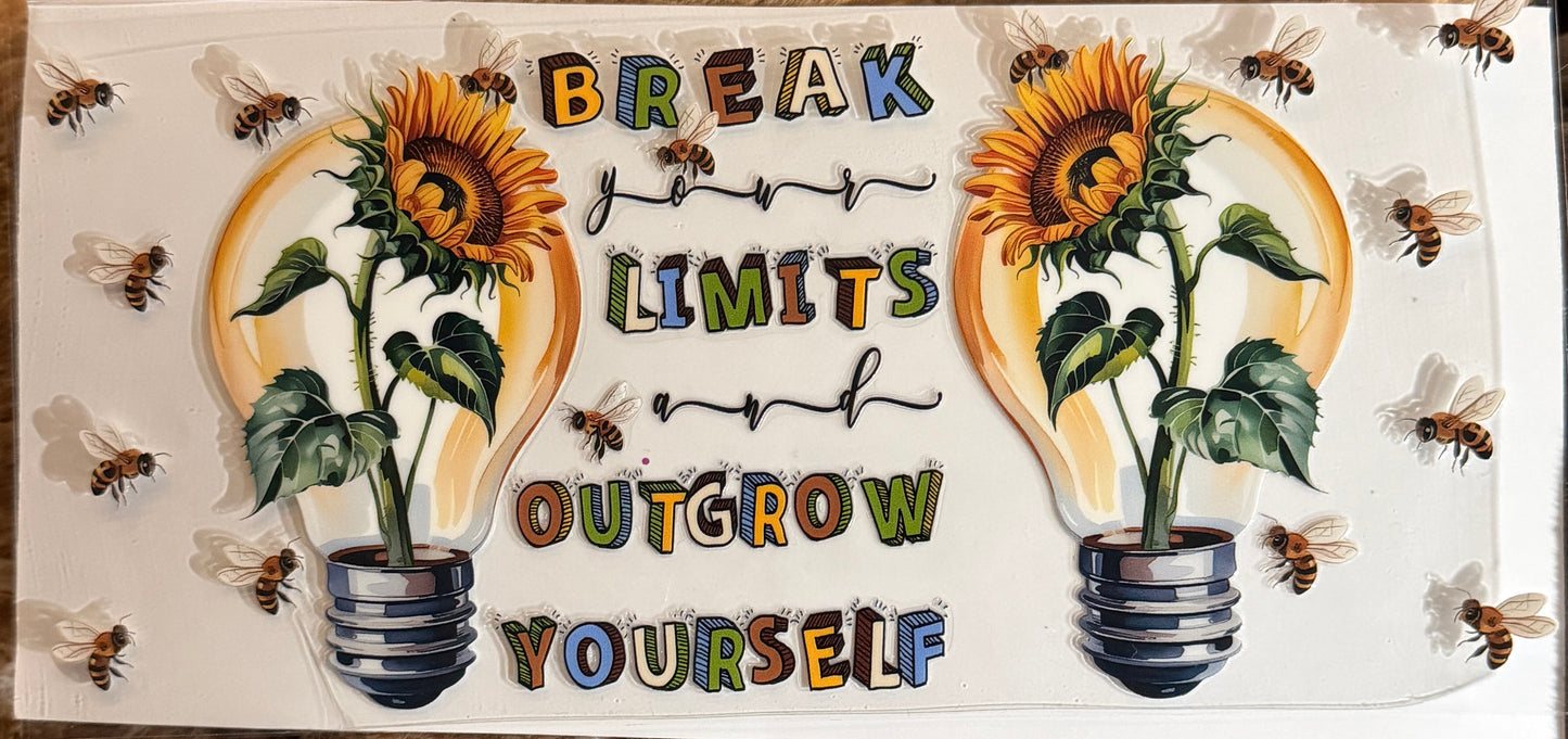 Break limits outgrow yourself uv dtf decal
