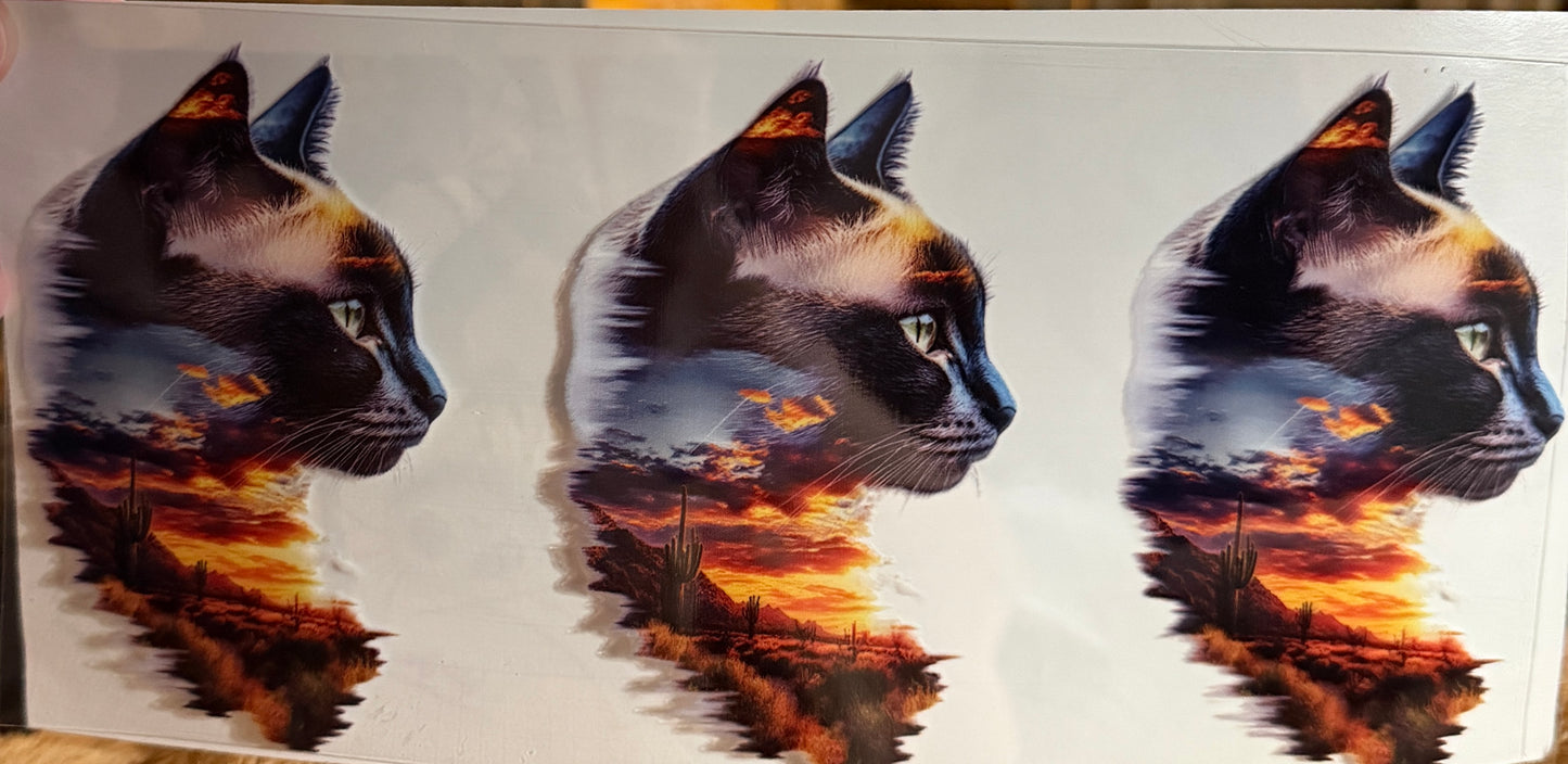 Cat desert profile uv dtf