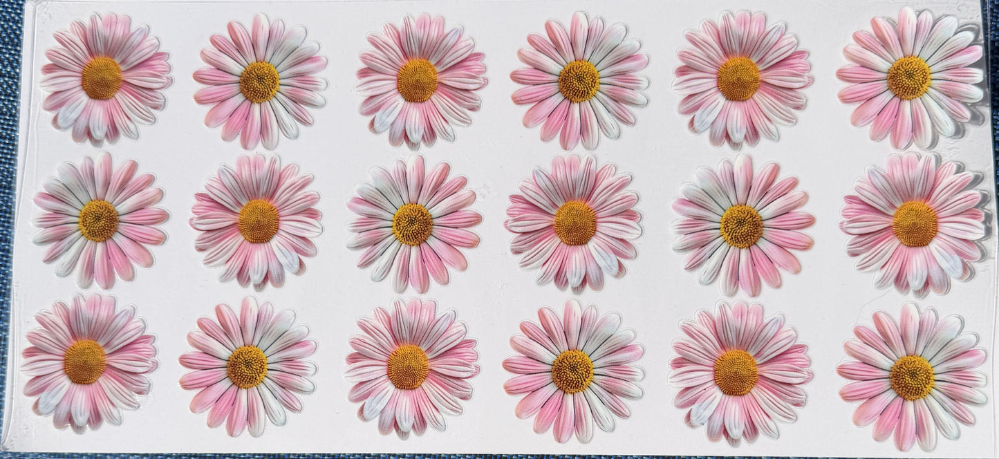 Pink daisies uv dtf decal